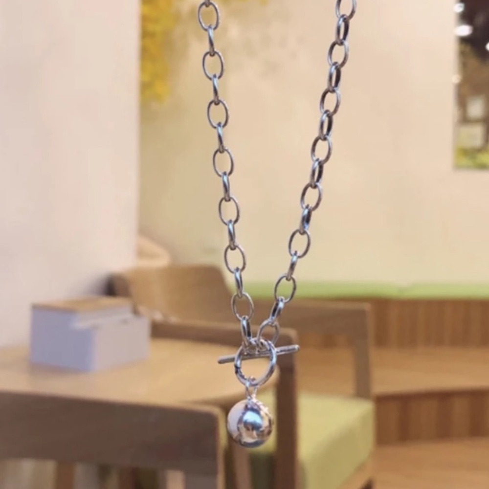 NEW 925 STERLING SILVER ROUND BEAD PENDANT NECKLACE - Picture 6 of 7